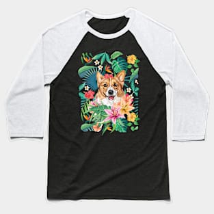 Tropical Sable White Corgi 2 Baseball T-Shirt